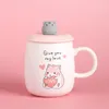 Canecas 30ml Creative Creative Cute Mouse Cerâmica com tampa e colher leite café