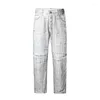Jeans maschili vintage nero bianco maculato aderente pantaloni di jeans pantaloni per pellicola autunno inverno