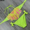 Anzüge 2019 Tassel Bikini für Mädchen mit Pads Bandeau Kinder Badebekleidung Kinder zweiteilige Badeanzug 816 Jahre alte Schwimmanzüge Pink Teen