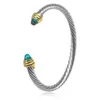 David 5mm Woven Charm Open Cuff Band för män och kvinnor Stapble Armband med guldpläterad design Twisted Cable Gift 240424