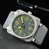 Le quartz sportif masculin regarde les montres BR Watches Army Green Full-Fulured World Time LED Auto Hand Raising Light Oak Series