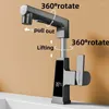 Bathroom Sink Faucets LED Faucet Intelligent Temperature Sensor Digital Display Brass Basin Taps Cold Water Pull Out Lifting