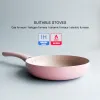 Utensilien Pink Medical Stone Pot 6,5 -Zoll -Nicht -Stick -Lageranpot -Bratpfanne Flachkochgeschirrküchen -Utensilien zum täglichen Kochen ergänzende Lebensmittel