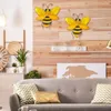 Metal Bee Outdoor Decor 2Pcs Bumble Wall Glass Art Sculptures Home Ornaments Hanging Garden Decoration 240411