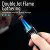 Ultimo Creative Riemible a doppio getto a fiamma a fiamma Torcia Butane Accendino, Torch Lighters Accendi per sigari antivento esterno