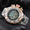 2024 Royal Gold Pop Watch Outdoor Sports Watch Quartz Metal Bezel Steel Riem Dial Display Kalender