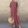 Boho maxi abito stampato vintage estate mezza manica sciolta casual plus size abiti lunghi vestiti grandi abiti vesti vestidos 240415