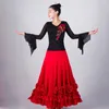 Scene Wear Red Ballroom Dance Kjol Kvinnor Flamenco Elegant Waltz Outfit Spanish Dress Costume Extoic JL2493