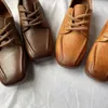 Обувь обувь CareaMade-Genuine Кожаная женская ретро повседневная шнуровка до стройных маленьких старых дышащих женщин одиноких