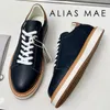 ALIAS MAE Men's Suede Thick Sole lace-up Summer Sneakers 2024 Italian style handmade sports casual thick sole elevation lychee texture leather shoes