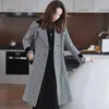 Lana femminile Miscela da donna Cappotto di lana di media lunghezza autunno Coreano Slim cappotti migliaia di uccelli che controlla doppio petto Collaiolo 231010