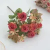 Fleurs décoratives Branches de roses élégantes artificielles sans entretien pour décoration de fête de mariage à la maison 6 Faux de tête