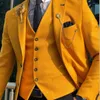 Erkekler Takımlar Vintage Sarı Erkek Takım Düğün Erkekler için 2024 Damat İşi Formal Yemeği İnce Fit Özel Ceket Yelek Pantolon