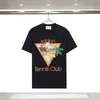 US Style Men Tennis Flower Triangle Print Tee Women Summer Vintage Casual Short Sleeve T Shirt 3XL 24SS 0428