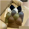 Camisoles Tanks Women Seamless Crop Top Underwear Wire Vshaped Camisole Thin Straps Striped Solid Bralette Lingerie Onepiece Tube Tops Otvww