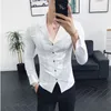Erkekler Giyim Yüksek Kaliteli Bahar Uzun Kollu Gömlek/Erkek V Yastık Slim Fit Sıradan İş Elbise Gömlekleri Plus Boyut S-4XL 240418