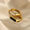 Clusterringen Amaiyllis 18k gouden mode vinyl drop olie witte schaal gladde pasta wijs vingerring voor vrouwen sieraden