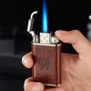 Rizhe Flame de jet bleu en cuir artificiel en cuir artificiel sans gaz à gaz