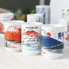 Canecas de impressão japonesa Copo de cerâmica de 300 ml de chá de sushi copo de saquê divertido para decoração de decoração de Decoração J240428