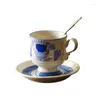 Кружки handerjiaz-vintage керамическая кофейная кружка с блюдкой тропической цветочной кухней кухонная посуда набор для дома украшение