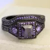 Anéis de casamento Jóias criativas de jóias de moda Corte Purple Zircon Stone preto Pree