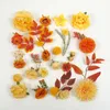 Fleurs décoratives 46pcs Orange Artificial Silk Flower Head Greenery pour DIY Crafts Vase Vase Bridal Wall Decor Fabo Combo Set