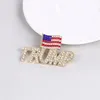 Broches Trump Flag Broche Mulheres Meninas de jóias brilhantes para roupas Pinos anti-deslizamento Pinos divertidos Crachistas criativos de lapela