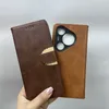 Huawei Pura 70 Pro Fashion Luxury Retro Flip Cover Credit ID Card Card Slot Business Men Holder Kickstand PUポーチストラップのためのヴィンテージレザーウォレットケース