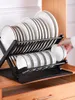 Kitchen Storage Rack Dish Tray Drain Household Foldable Bowl Box Black One