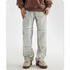 Jeans masculin vintage noir blanc moucheté pantalon en denim en vrac pantalon high street vantard