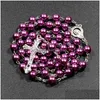 Anhänger Halsketten 7 Farben Relius katholischer Rosenkranz Jesus kreuzen lange 8 -mm -Perlenketten für Frauen Männer christliche Schmuck Geschenk Drop Lieferung DHC8s