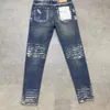 Marca de moda roxa nova jeans azul esticada slim street tiro de rua