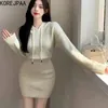 Lässige Kleider korejpaa koreanische mit Kapuze gestrickte Frauen 2024 Herbst Winter Bodycon Kleider