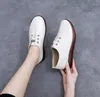Sıradan ayakkabılar el yapımı gerçek deri bayanlar daireler spor ayakkabı ayakkabı kadın loafers kadın sonbahar mokasenleri beyaz hemşireler tuval