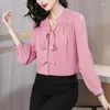 Camicie da donna 2024 SETURA PRIMARE/SIMPA SETTURA DI SETTURA POSSA CHIETTO CHIFFON LUNGO ROSA SCLICA