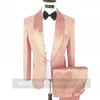 دعاوى الرجال الأنيقة جاكار أسود رسمي للرجال الزفاف العريس Tuxedo Prom Blazers Hombre جودة عالية مخصصة 3 قطعة مجموعة الأزياء Homme