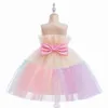 Mädchen Rüschen Prinzessin Kleid Kleinkind Infantil Hochzeitsfeier Prom Kleid Kinder Abend Brautjungfer Tulle 1 Jahre Geburtstag rosa Kleider 240412