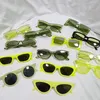 Série verte Lunettes de soleil Louilles de gelée de gelée de lunettes rétro de couleur d'été Piece mode UV Protection Series Sunglasses Femmes Y2k 240426