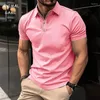 Męskie koszule T Solid Color Polo Shirt Short Rleeve Cllar Tshirts for Men Summer Turn-Down Streetwear Męskie topy joggerowe