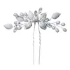 Hair Clips Wedding U-shape Hairpin With Pearl Floral Clip Fork For Women Fashion Bride Accessories Crystal Bridal Tiaras Headwear