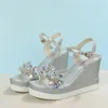 Womens Summer Wedge High Heel Sandals Platform Sandals with Open Thick Sole Casual Shoes 2024 Gold Silver Pink Sandals 240426