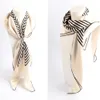 Omea 100% настоящий шелковый квадратный шарф 90x90 см платок роскошный полосатый шарф хиджаб Большой квадратный шарф модный шарф Шаул Бандана 240412