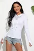 Women's T Shirts Autumn Women Cotton Shirt Tops Long Sleeve Black White Casual Tees Hooded Femme Female Slim Sexy Tshirt