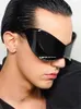 Sunglasses Oversized Cyberpunk Retro One Piece Sunglasses with Future Tech for Women Men Y2K Fashion Super Sunglasses Punk Mask UV400 T240428