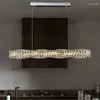 Chandeliers Modern Gold Chrome Crystal Long LED Lamp For Dining Room Table Lights Simple Personalized Bar