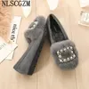 Tamaño de zapatos casuales 33-43 Crystal Harajuku Mujer Flats Lofea Mujeres Barefoot Slip On para 2024 Fashion Negro Gray