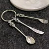 Keychains sleutelhanger lepel sieradenmes en vork pizza mode handgemaakt