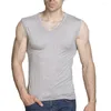 Le débardeur masculin Tops 5xl 6xl 62% Bamboo Fibre 30% Coton Top V Couper Entraînement Gym Bodybuliding Underson plus taille White sans manches