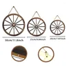 Decoratieve beeldjes 3 -stks houten wagenwielwand hangende rustieke tuin kunst vintage voor thuis garage -vormige hangersdecoratie