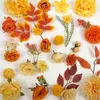 Fleurs décoratives 46pcs Orange Artificial Silk Flower Head Greenery pour DIY Crafts Vase Vase Bridal Wall Decor Fabo Combo Set